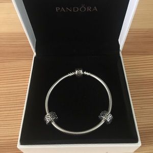 SOLD Pandora bracelet with clips set